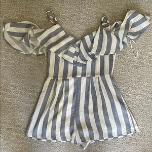 Striped Off-Shoulder Romper